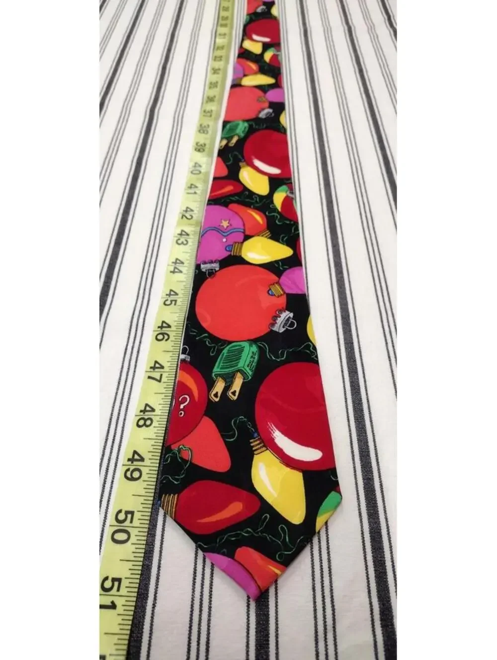 Nicole Miller 1991 Silk Tie Holiday Evening Wear Colorful Christmas Ornaments